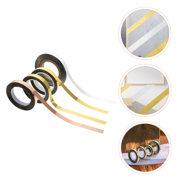 Mobutofu 4 Rolls Border Tape for Mirror and Wall Decoration in Gold Silver Plastic