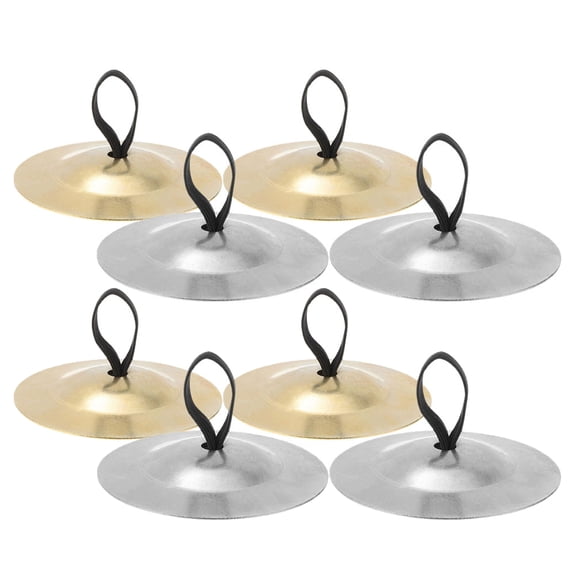 Mobutofu 4-Pair Compact Brass Finger Cymbals for Belly Dance, Party, Musical Rhythm Instrument Set