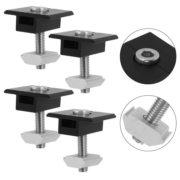 Mobutofu 4Pcs Adjustable Black Solar Panel Mount Brackets with Predrilled Holes for Secure Installation