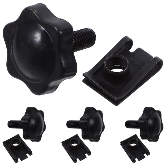 Mobutofu 4Pcs Black Motorcycle Saddlebag Hardware Locking Star Knobs Steel PP Mount Kit
