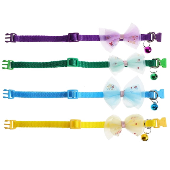 Mobutofu 4Pcs Bow Tie Cat Collars with Bell for Small Cats Perfect for Parties and Daily Use
