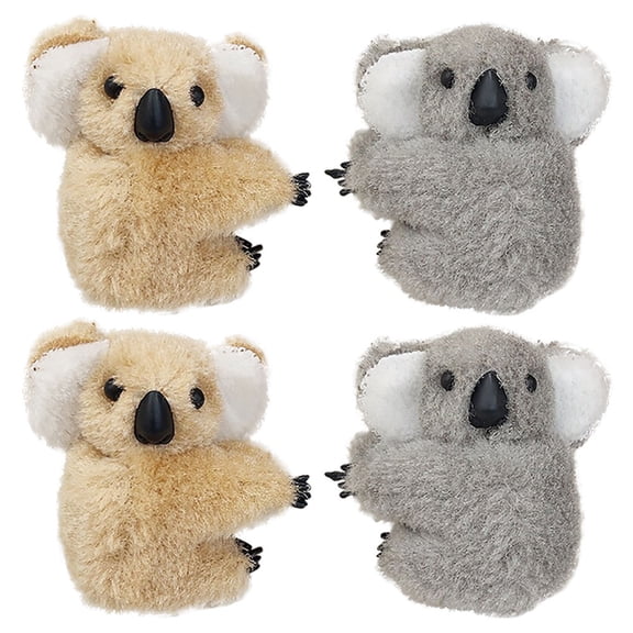 Mobutofu 4-Pack Koala Plush Hair Clips, Fuzzy Animal Design, Assorted Colors for Cute and Stylish Hair Accessories