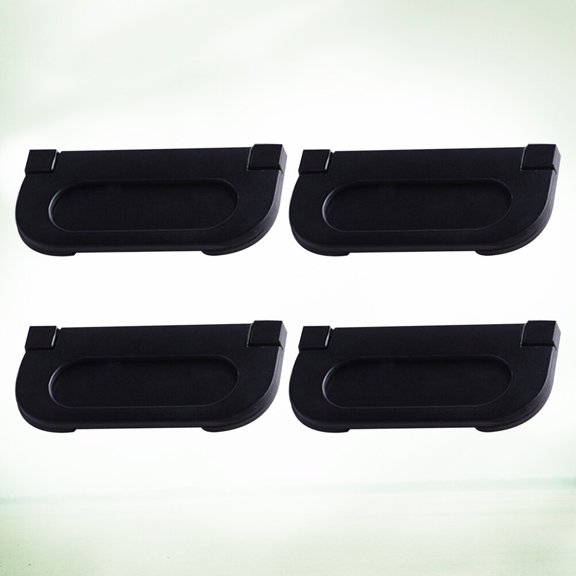 Mobutofu 4Pcs Easy Installation Black Aluminum Alloy Flush Handles for Furniture Door 2.9x1.4x0.6in