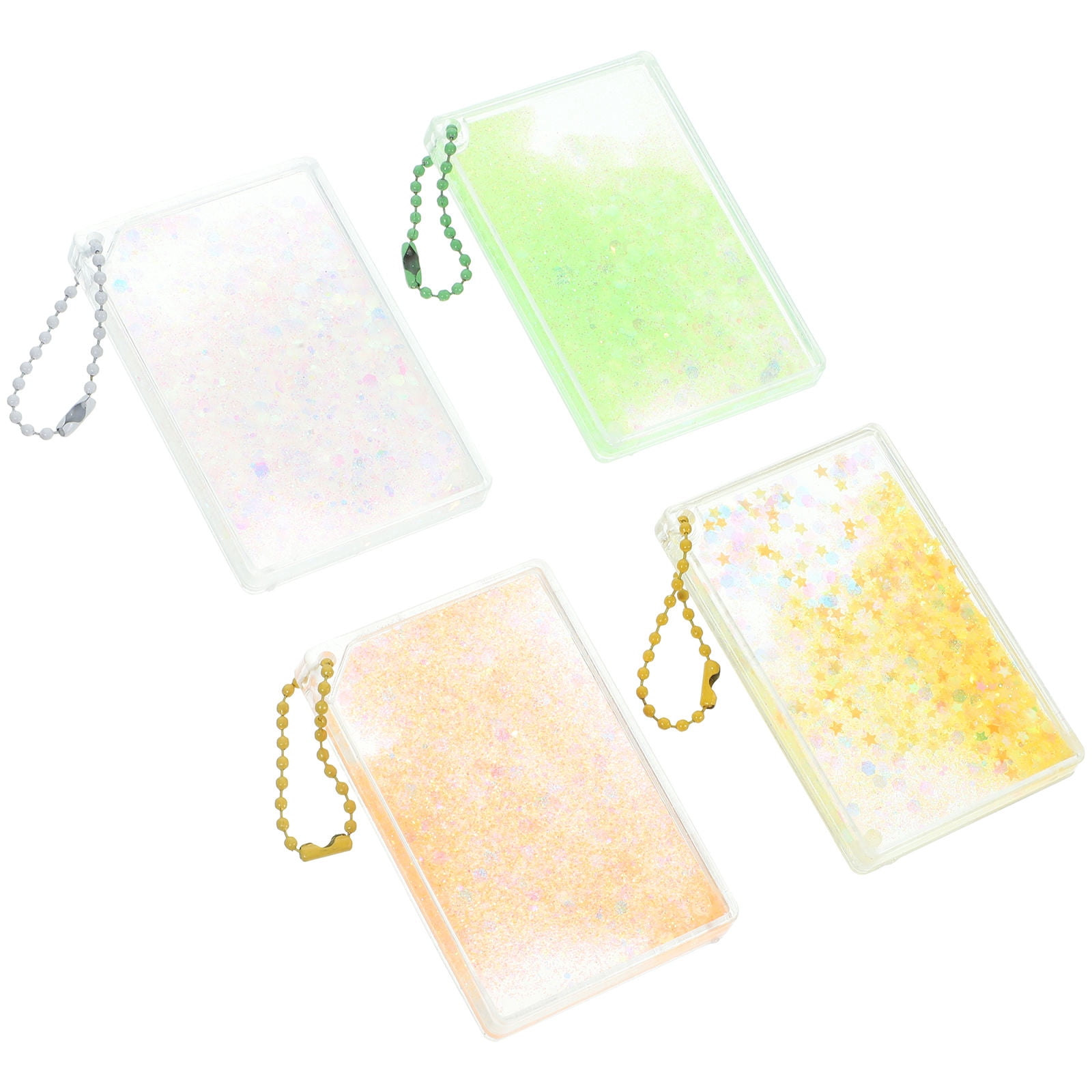 glitter card sleeves Mobutofu 4Pcs Glitter Photo Card Sleeves with Keychain Buckle for Id Cards  and Credit Cards