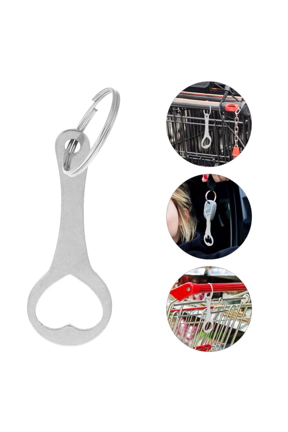 Stainless Steel Trolley Token Keychain for Grocery Shopping Conveniently Attach to Keyring 4pcs