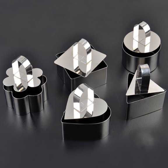 Mobutofu 4Pcs Stainless Steel Cake Mold for Fondant and Cookie Dough Non Stick Easy Cleaning