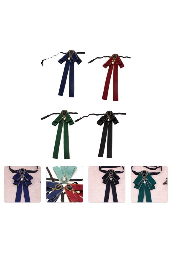 4Pcs Business Tie Bow Necktie Uniform Accessory Easy to Wear in Assorted Colors