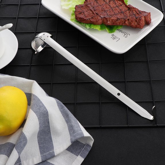 Mobutofu 4Pcs Stainless Steel Spoons for Home Kitchen Bar Long Handle Hanging Hook Silver 13.36In Serving Spoons