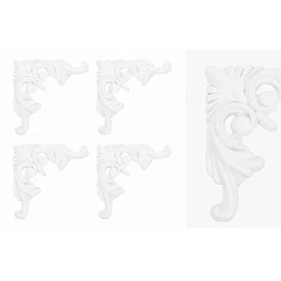 Mobutofu 4Pcs White Ceiling Medallions Polyurethane Crown Molding Corner for Classic Parisian Wall Decor