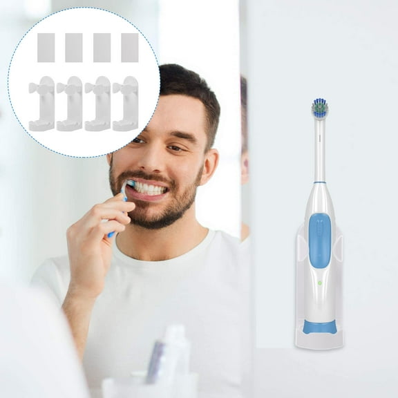 Mobutofu 4Pcs White Plastic Toothbrush Holder for Electric Toothbrush with Drainage Groove