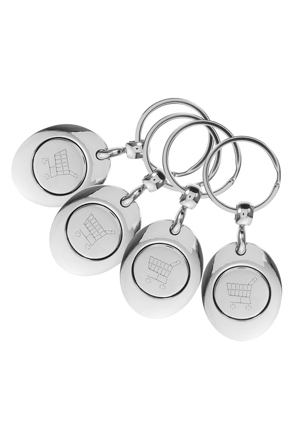 4Pcs Plated Zinc Alloy Shopping Trolley Tokens Keychain Compact Coin Holder for Grocery Cart
