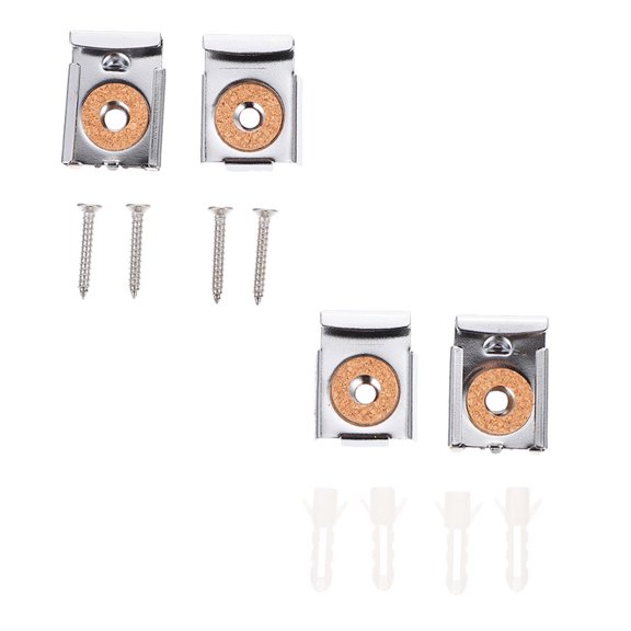 Mobutofu 16-Piece Metal Mirror Holders Set, 4 Rustproof Fixing Clips for Secure Wet and Dry Installation