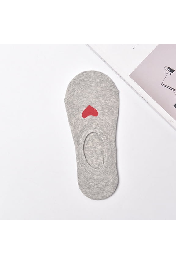 5 Pairs Women's Non- Toes Socks with Heart Design, Ankle Length, Assorted Colors for Everyday Casual Wear