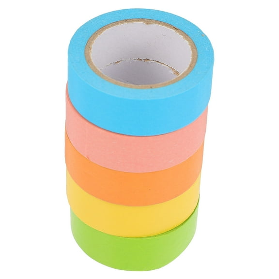 Mobutofu 5 Rolls Colored Washi Tapes Assorted Color Square Shape for Craft Projects Diy Fresh Style Decorative Stickers