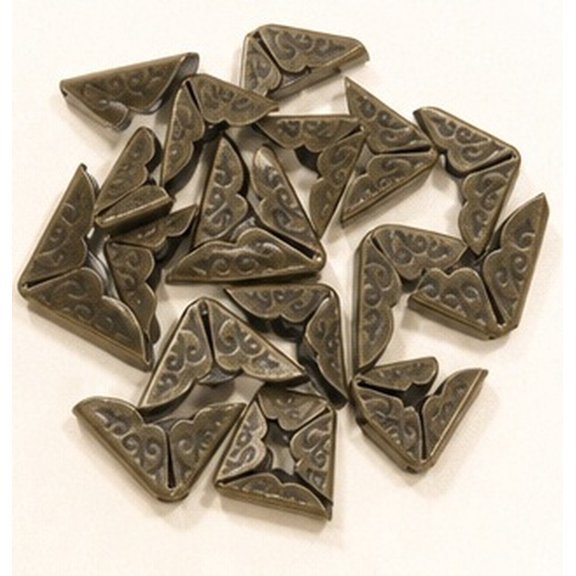 Mobutofu 50Pcs Coffee Color Metal Book Corners Decorative Corner Guards for Albums Menus Folders