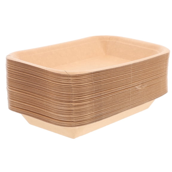 Mobutofu 50Pcs Khaki Disposable Trays for Serving Food Ideal for Crawfish Seafood and Bbq Party Supplies