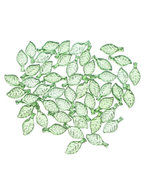 50Pcs Lightweight Green Acrylic Leaf Pendants for DIY Jewelry Making Unique Charms for Decor