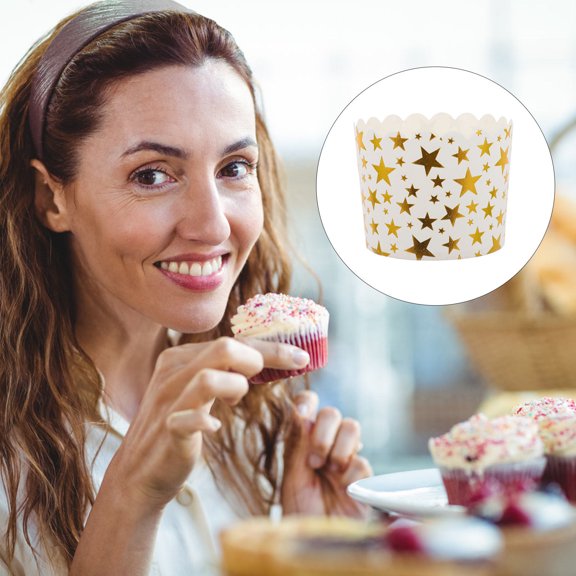 Mobutofu 50-Pack White Cupcake Liners for Baking, Parties, Celebrations, Ice Cream Shops, 2.75 x 2.75 x 2.16 Inches