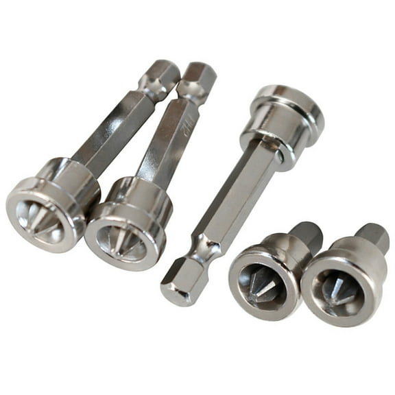 Mobutofu 5Pcs Woodworking Screw Bit Plated Silver Corrosion Resistant for Home Repair and Assembly Tasks