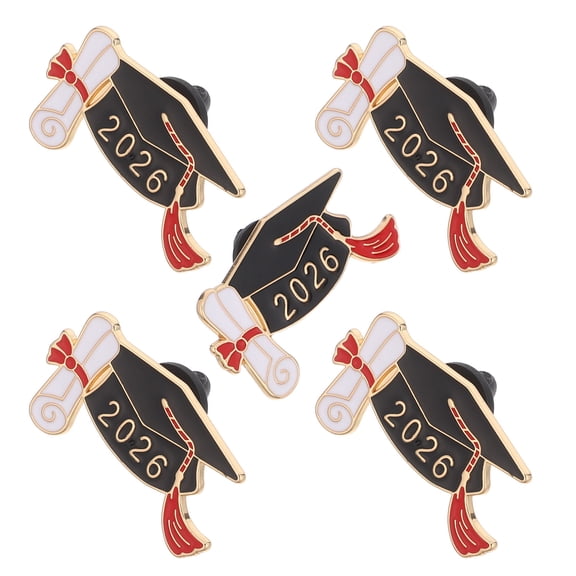 Mobutofu 5-Pack Graduation Enamel Pins Set, Zinc Alloy Multi-Color Brooches for Party Favors, Graduation , and Seasonal Decorations