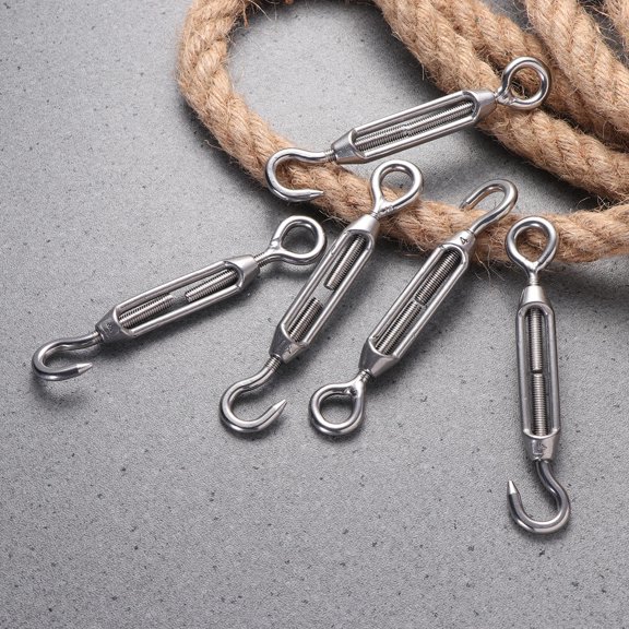 Mobutofu 5-Pack Hook Turnbuckles for Wire Rope, Cable Tensioning, and Industrial Use Hardware Accessories