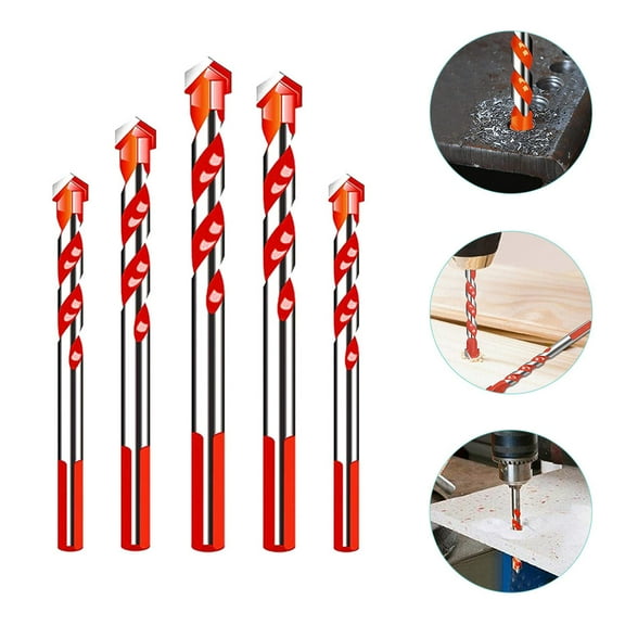 Mobutofu 5Pcs Masonry Concrete Drill Bit Set For Construction Professionals Triangle Shape Alloy
