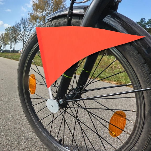 Mobutofu 5Pcs Orange Triangle PVC Bike Safety Flag for High Visibility Cycling Warning