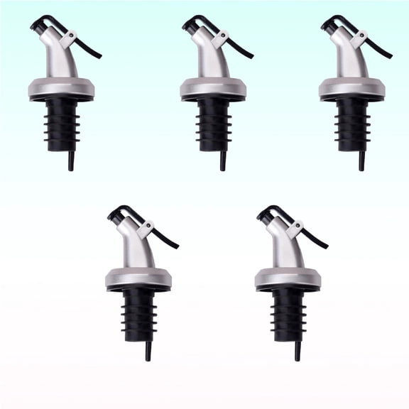 Mobutofu Plated Silver Oil Pourer Spout Easy to Use No Leakage for Kitchen 5Pcs