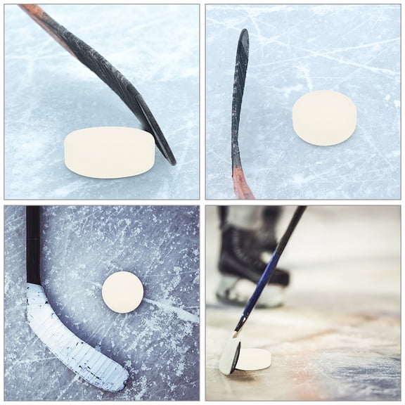 Mobutofu 5Pcs Plastic Ice Hockey Pucks Light Yellow for Daily Training and Roller Hockey Competition