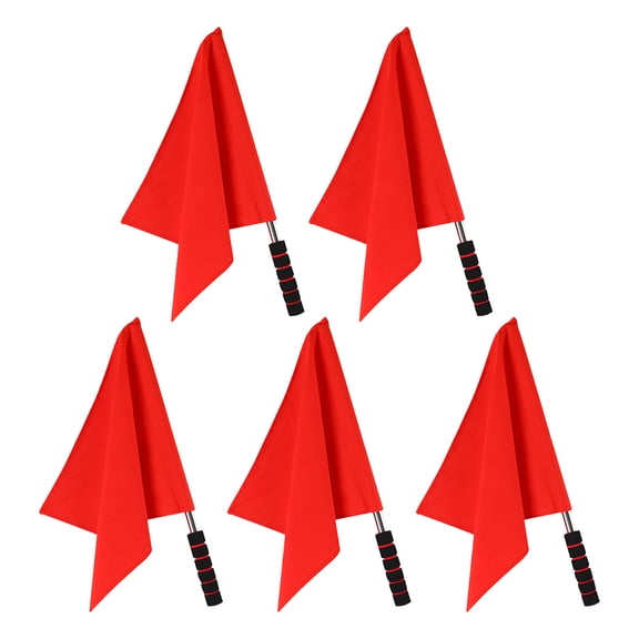 Mobutofu 5-Pack Red Soccer Referee Flags with Stainless Steel Handles for Accurate Sports Officiating and Clear Signal Communication