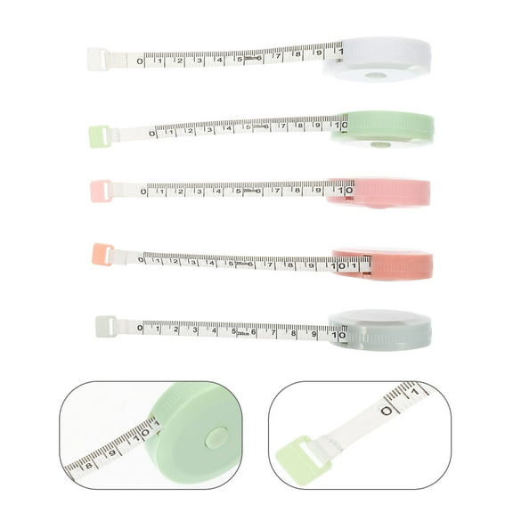 Mobutofu 5Pcs Small Measuring Tape for Purse Measurement Pink