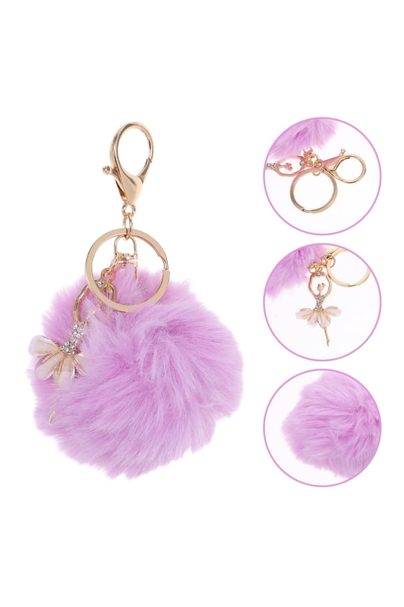 6-Pack Ballet Dance Keychains with Faux Pom Poms and Sparkling Rhinestones for Bags, Backpacks, and Accessories