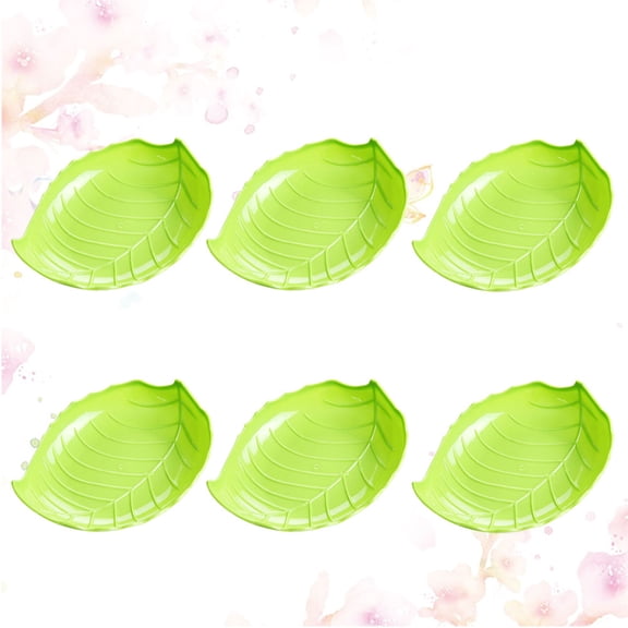 Mobutofu 6Pcs Premium PP Plastic Leaf Shape Fruit Plates Easy to Clean Creative Dish for Outdoor Use