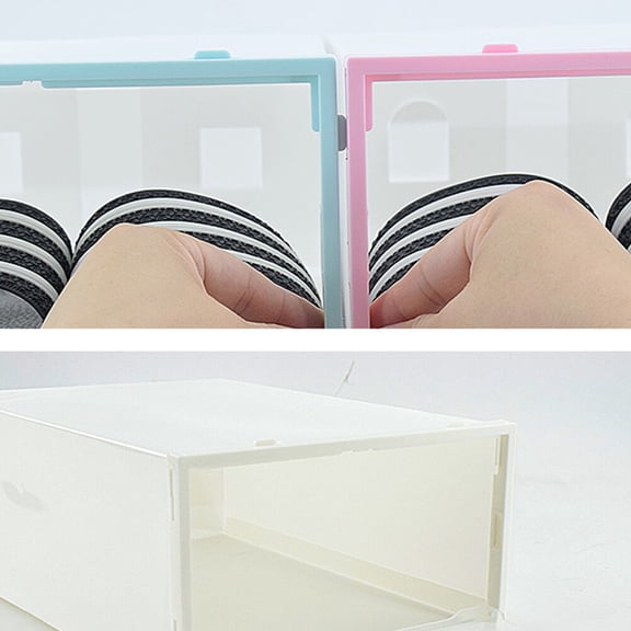 Mobutofu 6Pcs Black Transparent Shoe Container Foldable for Home and Office