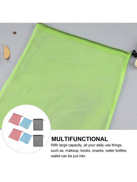 6Pcs Assorted Color Mesh Bags with Drawstring Closure for Convenient Storage