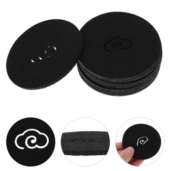 Mobutofu 8Pcs Black Felt Coaster for Tea Cup and Wine Glass on Tea Table