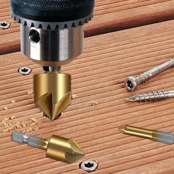 Mobutofu 8Pcs Golden Countersink Drill DIY Projects countersink drill set
