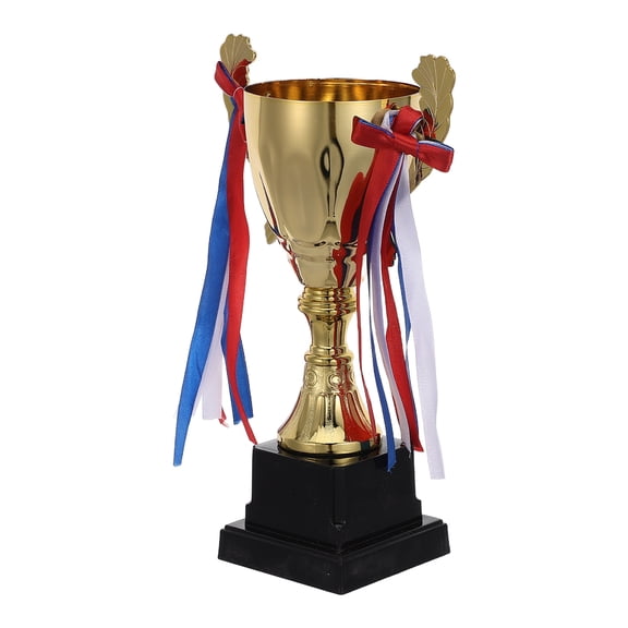 Mobutofu 9 Inch Plated Gold Sports Trophy Cup with Ribbon for Team Award and Tournament Souvenir