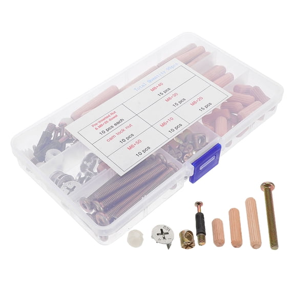 Mobutofu 95-Piece Bed Hardware Repair Kit with Socket Screws, Nuts, Wood Dowels for Home Furniture Assembly and Fixing