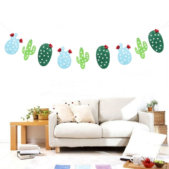 Mobutofu 9-Piece Cactus Themed Decorative Bunting Banner in Assorted Colors for Bridal Shower Party Decor