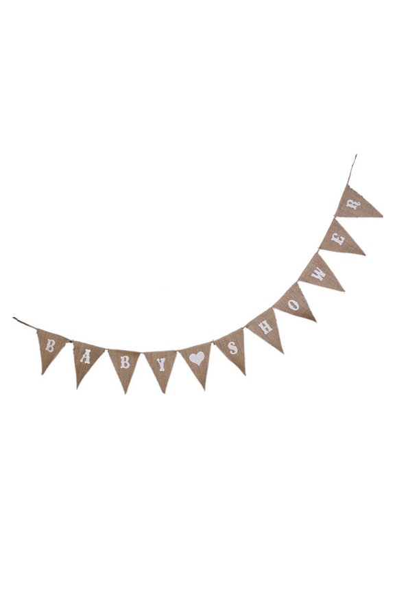 Heart Hanging Gar Gar Bunting Banner Burlap Brown 1 Set