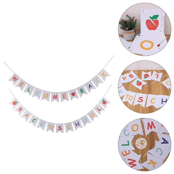 Mobutofu 2-Piece Back to School Hanging Background Banner Set, Assorted Colors, Decorative Rectangle Paper for Classroom & Party