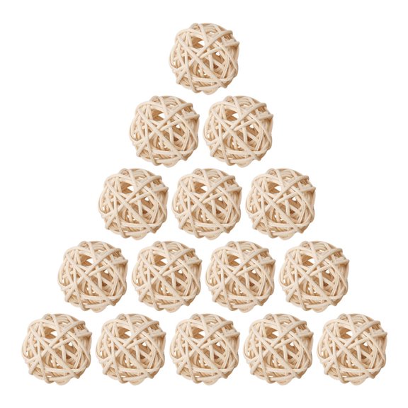 Mobutofu Beige Decorative Balls Boho Orbs 60pcs Handwoven Rattan Christmas