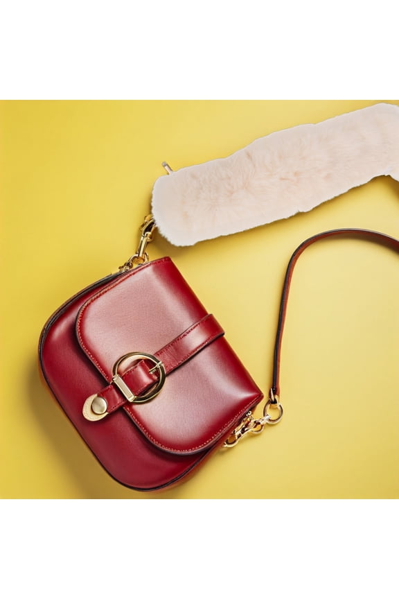 Beige Plush Shoulder Strap Cover Zippered Faux Fur Chain Protector Tote Bag Handbag Accessories