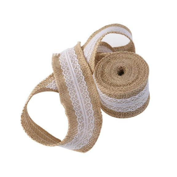 Mobutofu Burlap Fabric Craft Ribbon 5M*5CM Brown Lace for Wedding Diy Projects 1Pcs