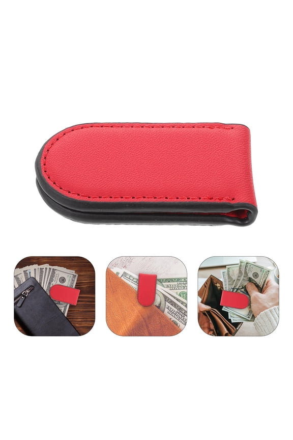 Modern Red PU Money Clip Wallet for Credit Card and Cash Organization