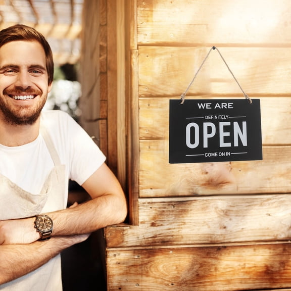 Mobutofu Business Open Closed Sign Double Sided Black Door Hanging Sign Clear Visibility