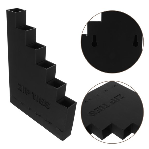 Mobutofu Cable Tie Organizer Rack Black for 6 Lengths, Wall Mount PET