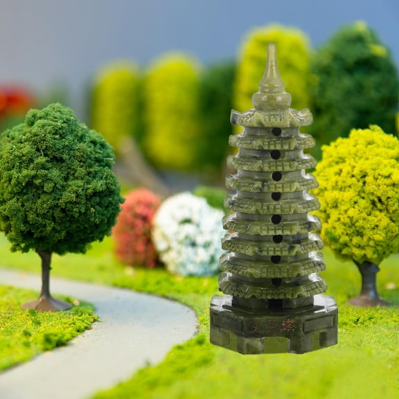 Mobutofu Chinese Wenchang Tower Stone Figurine Desk Decor Feng Shui Prosperity Ornament for Home and Office