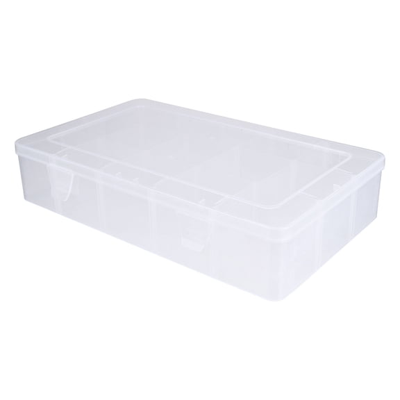 Mobutofu Clear Plastic Storage Organizer Box with Adjustable Dividers for Small Items, PP Material, 10.81 x 6.48 x 2.16 Inches